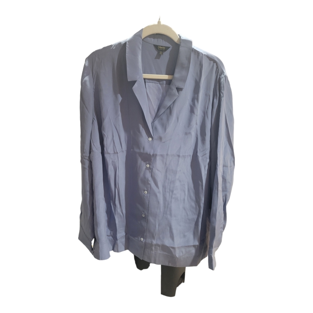Maree Pour Toi Women's Blue‎ Silk Blouse Size 14 New with Tags